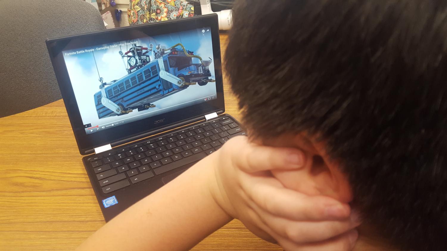 fornite is popular among students at patrick m villano school players fly onto the - play fortnite at school