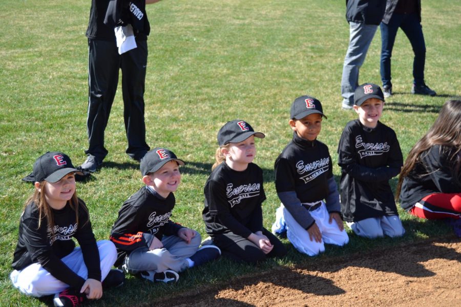 here a group of kindergartners on the T-Ball team sit and listen enthusiastically to the announcements of the season. This is one of dozens of teams from the borough. Children from kindergarten through eighth grade play baseball or softball.