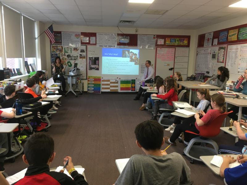 Several parents took a day from work to speak with sixth grade students. The sixth graders took notes on career educations, expectations, and  salaries.