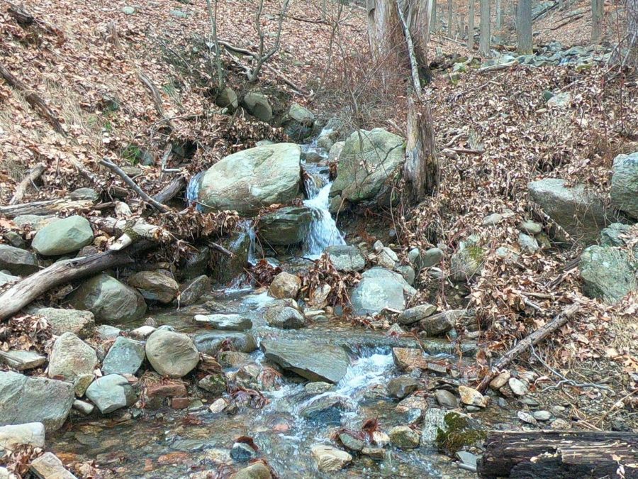 This is a photo of a miniature waterfall going down Bear Mountain. The park sits in the mountains near the Hudson Rivers west bank.