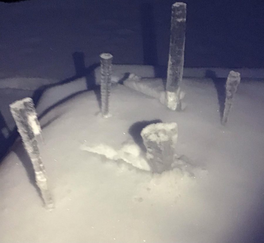 This icicle garden formed when big icicles fell from a nearby home in Emerson, NJ.