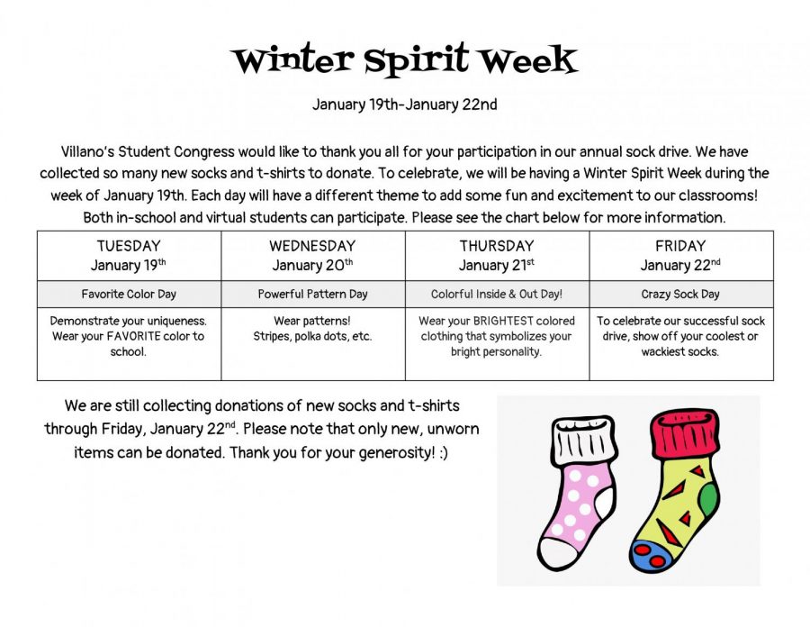 This flyer was posted in the hallways of school announcing Spirit Week. The representatives from Student Congress organized the event.