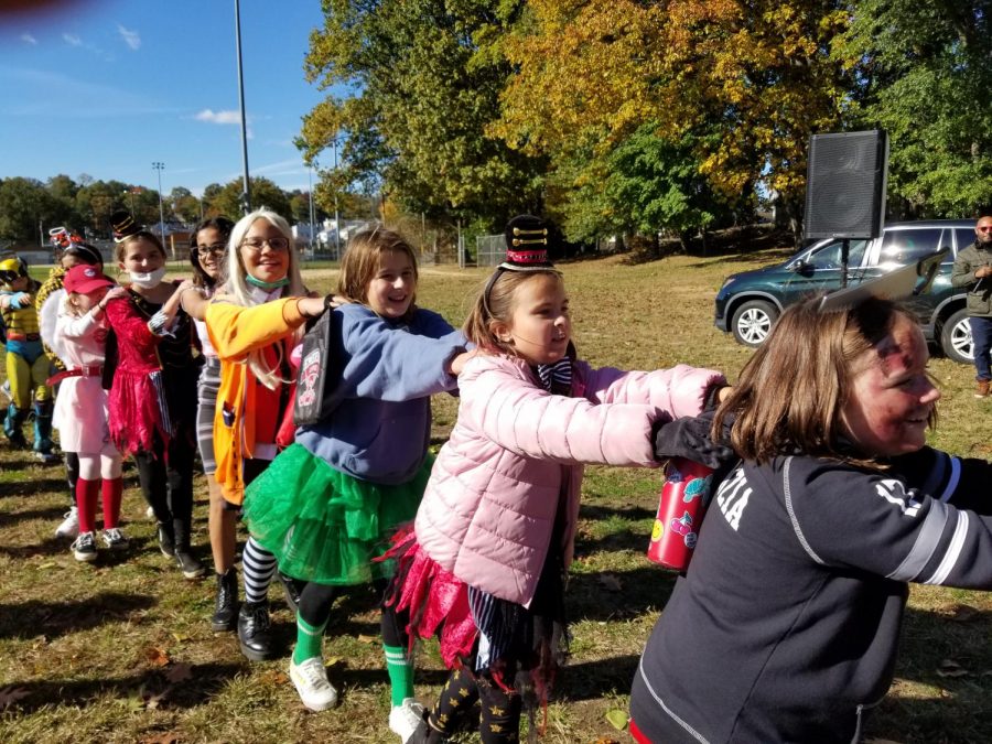 Students formed a conga line toward the end of the Mr. O. Show. This was the first Mr. O. Show since March 2020 due to COVID-19 health concerns.