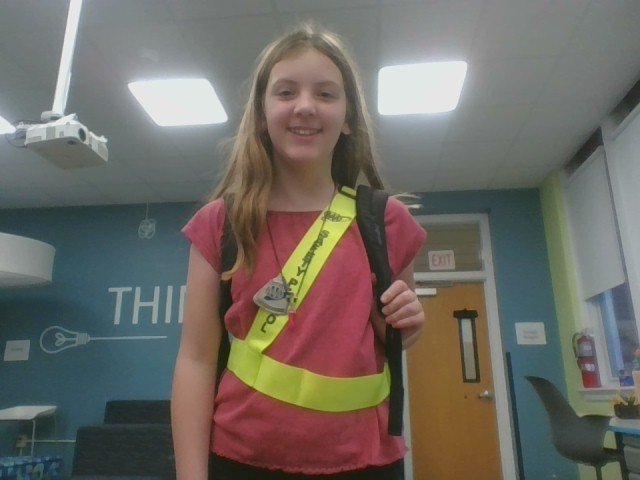 Sixth-grader+Sophia+Rizzo+earned+the+special+honor+of+Captain+at+the+last+Safety+Patrol+meeting.