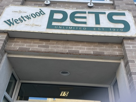 Westwood Pets has been in business for about 44 years. They sell pets and pet products.