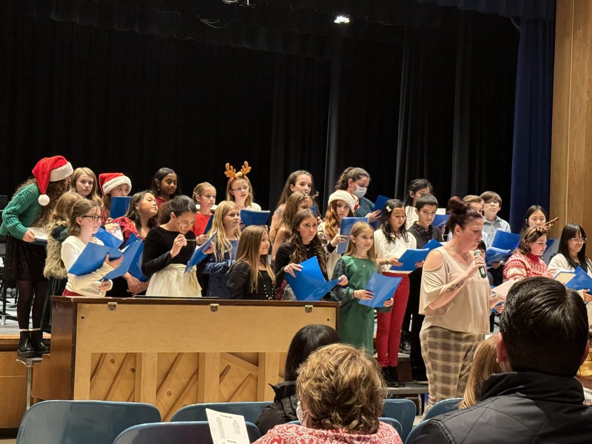 Chorus students in fifth and sixth grade practice for the upcoming winter concert.