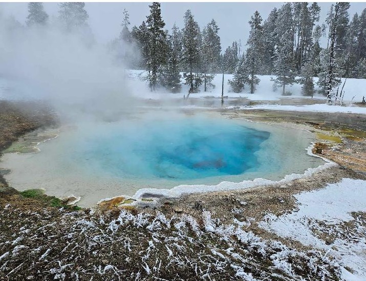 Geothermal pools are common at Yellowstone National Park.