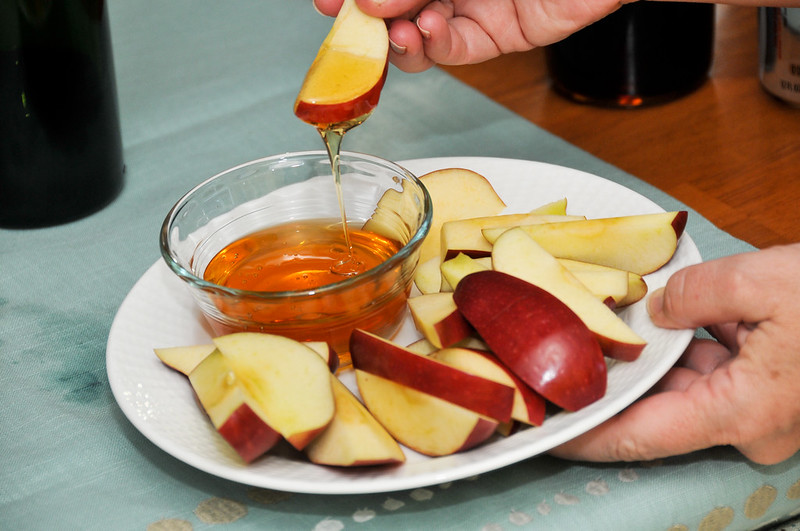 Sweet treats, such as apple and honey, signify hope for a sweet year ahead. This is a traditional dessert.