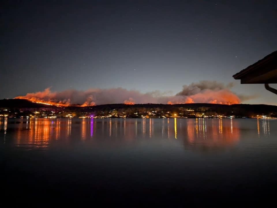 A wildfire engulfed several acres on the New York side of Greenwood Lake. The lake is a popular vacation area in Passaic County, New Jersey.