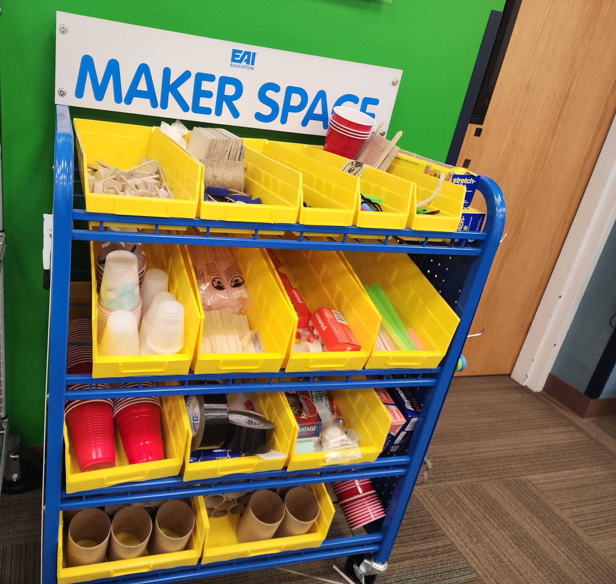 The STEM cycle has a Maker Space of items for the students to use. 