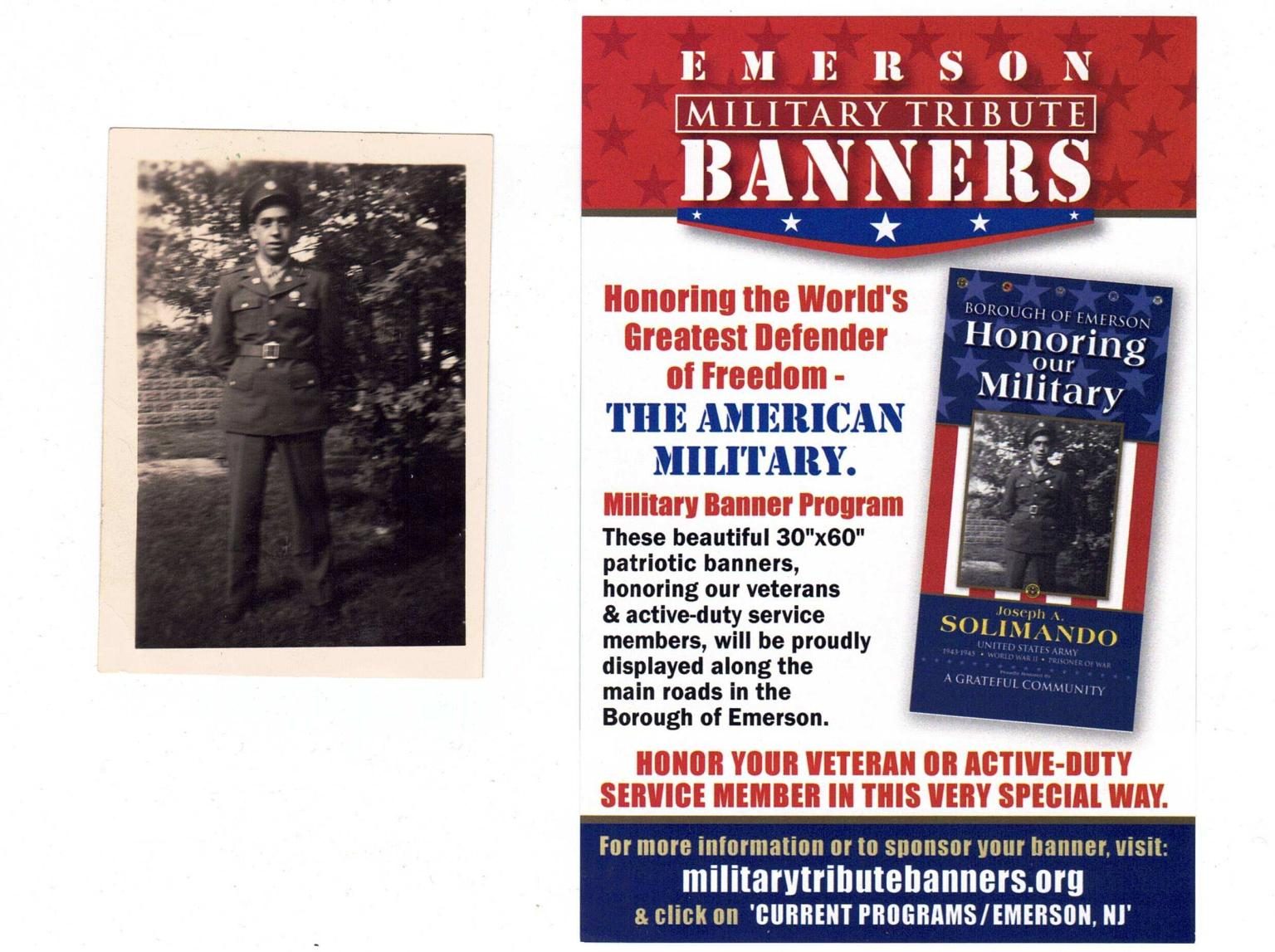 Perry Solimano shares how a military photo of his father was created into a veteran's banner.