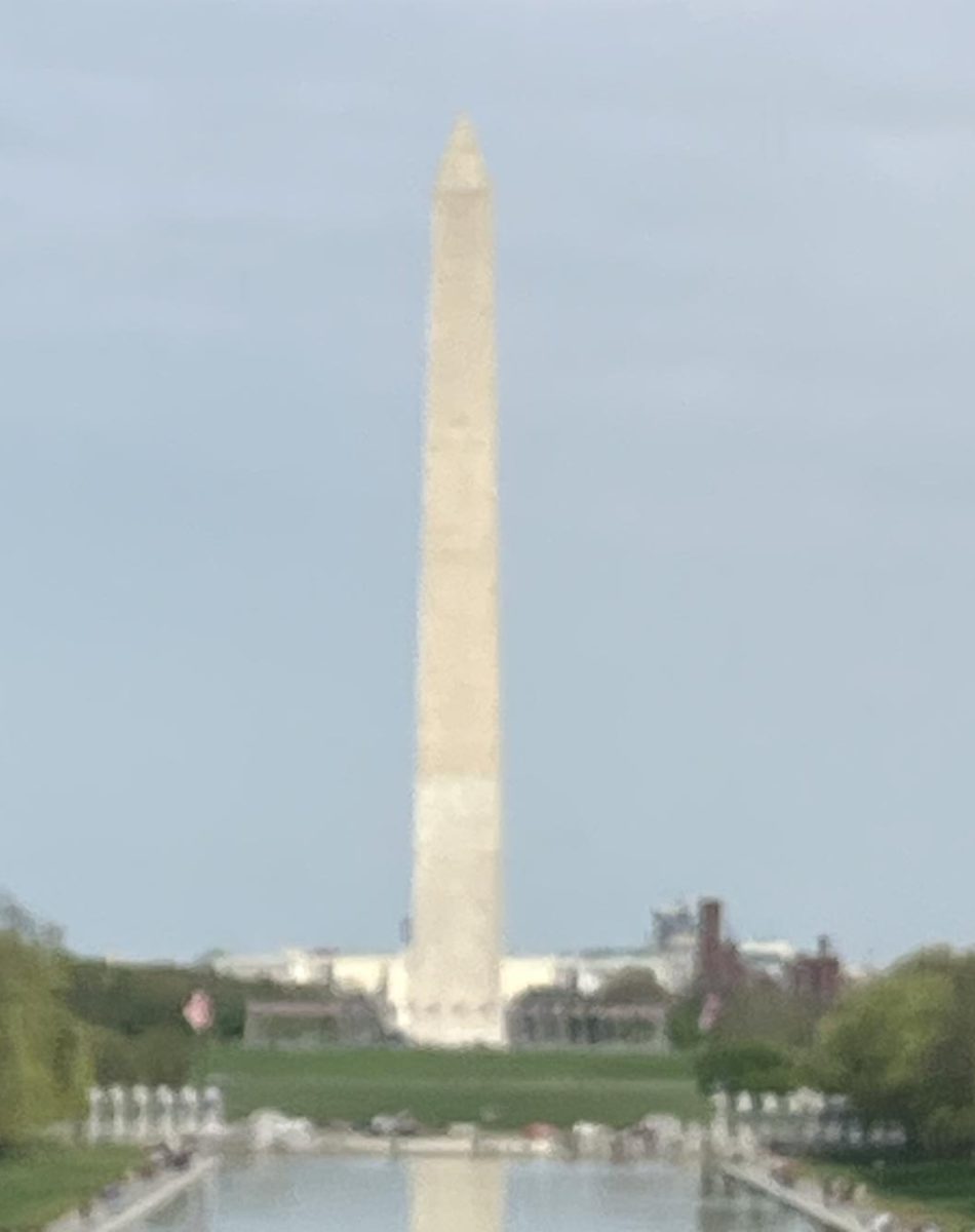 Some students traveled to the nation's capital. The Washington Monument viewed from behind the reflecting pool is seen here.
