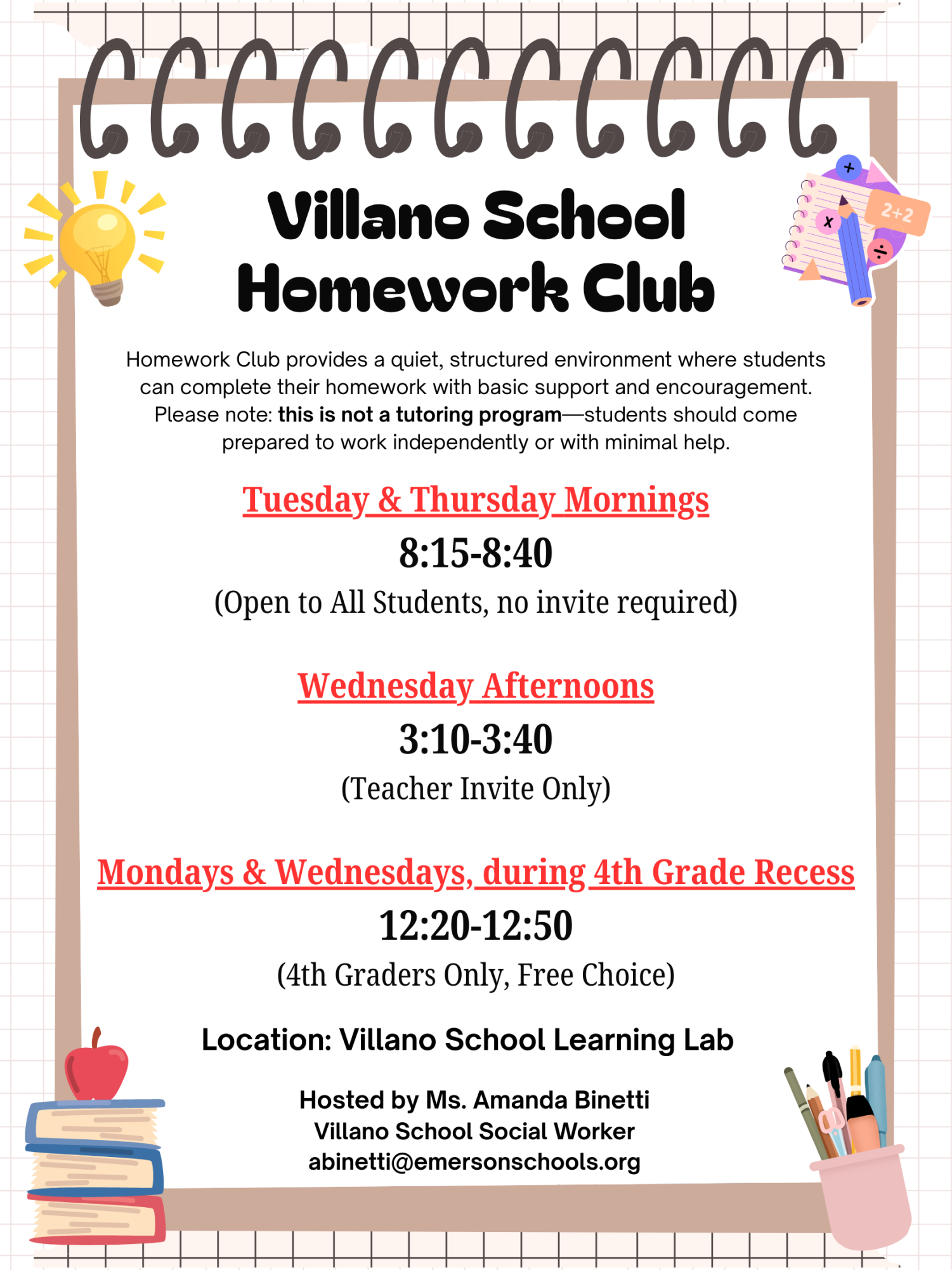 This flyer was emailed to all families advertising the new club.