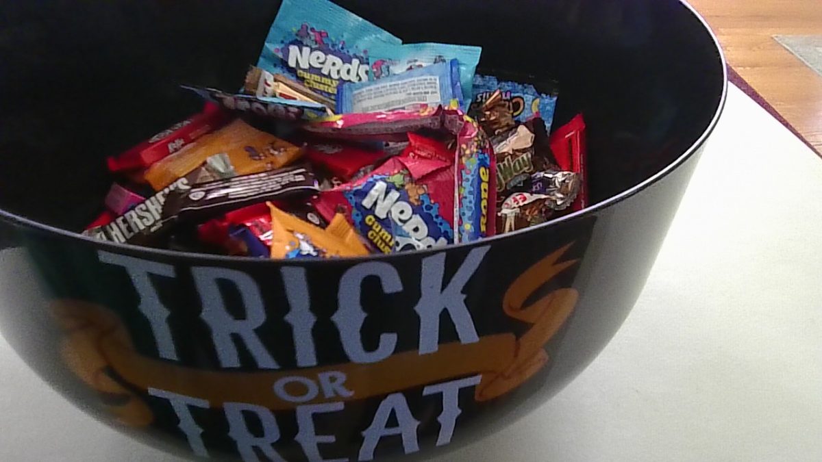 It's a tradition to put bowls of candy front porch steps on Halloween. Depending on the candy, the bowls can run out quickly.