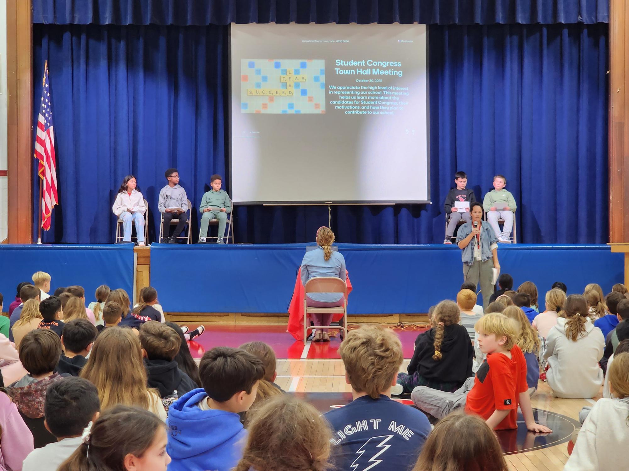The entire school listened to campaign speeches from students running for officer positions even though none were opposed.