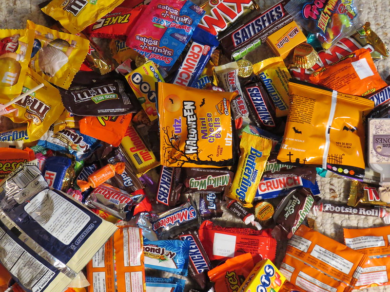 Many local trick-or-treaters sort then trade their Halloween goodies.