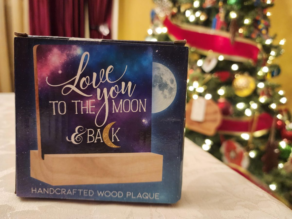 Most items. like this plaque, cost a few dollars at the Holiday Shoppe.