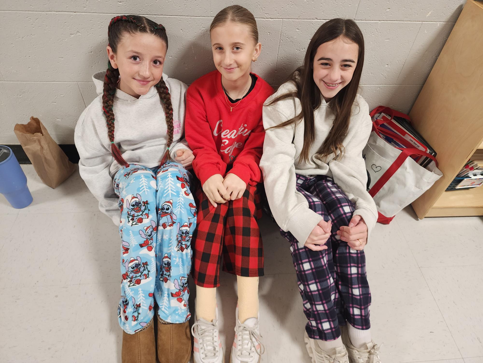 Sixth graders enjoy PJ Day as part of Spirit Week.