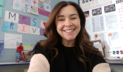 Christina Rivel glows in her 5th grade classroom.