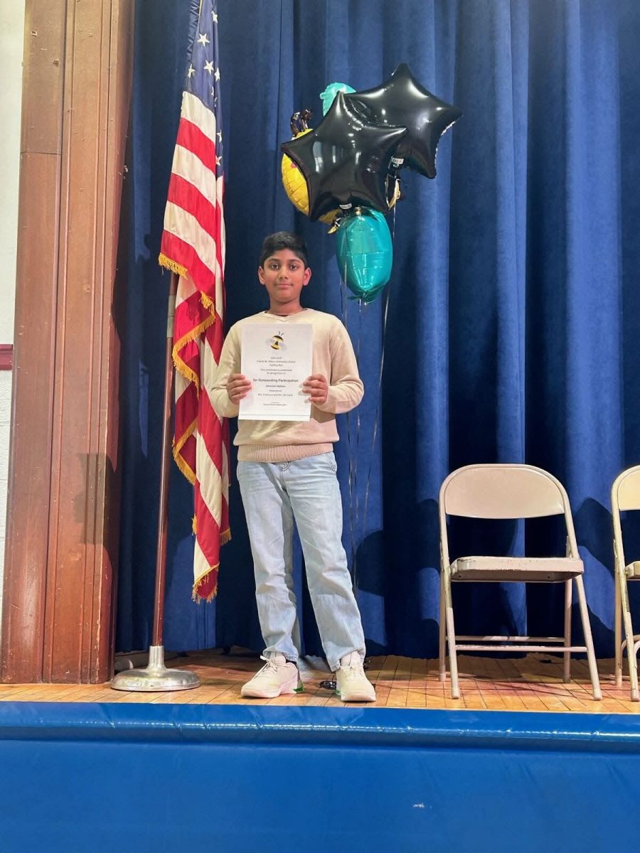 Jeremiah Mathew moves onto the regional Spelling Bee at Bergen Community College next month.