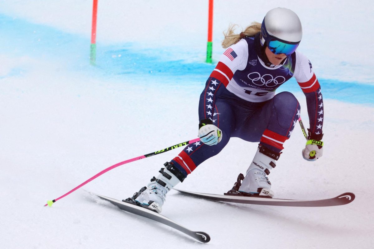 Milano Cortina 2026 Olympics - Alpine Skiing - Women's Downhill 3rd Official Training - Tofane Alpine Skiing Centre, Belluno, Italy - February 07, 2026.  Lindsey Vonn of United States in action during training REUTERS/Lisi Niesner