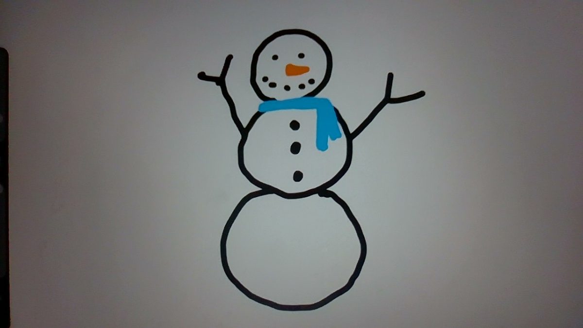 A hand-drawn snowman represents the cold weather in the region.