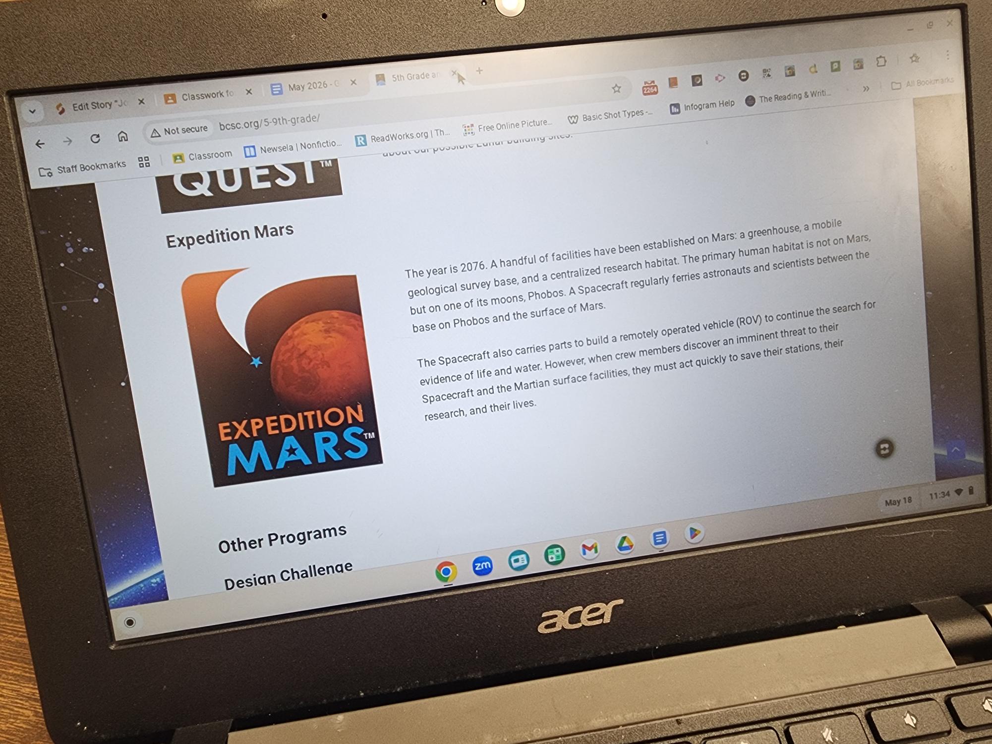 The website for the Buehler Challenger and Science Center offers a few different simulations for school groups.